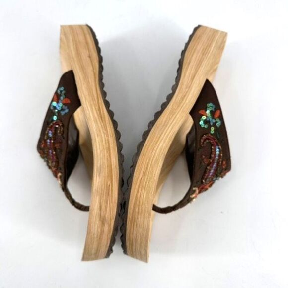 Skecher Cali Womens Beaded Slip On Flat Flip Flop Thong Sandals Brown Size 7 - Picture 4 of 6